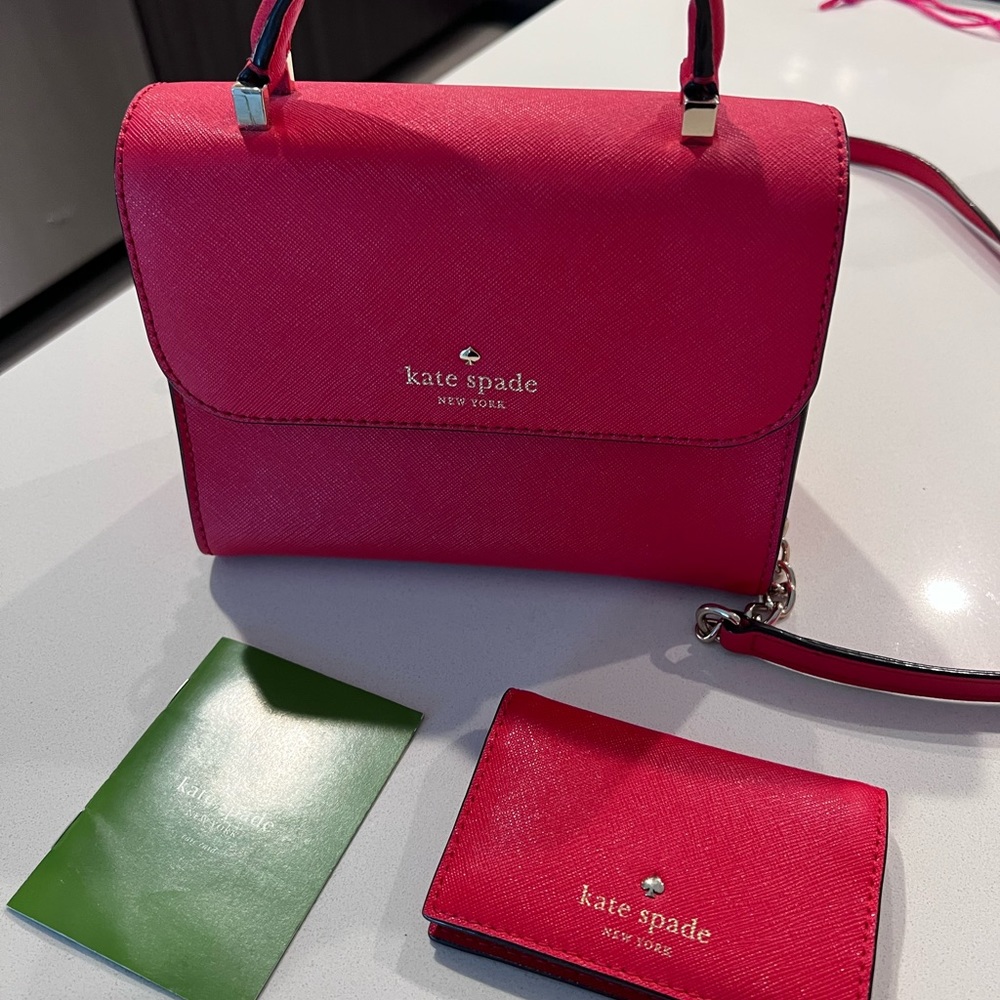 Red Kate Spade mini bag with card holder